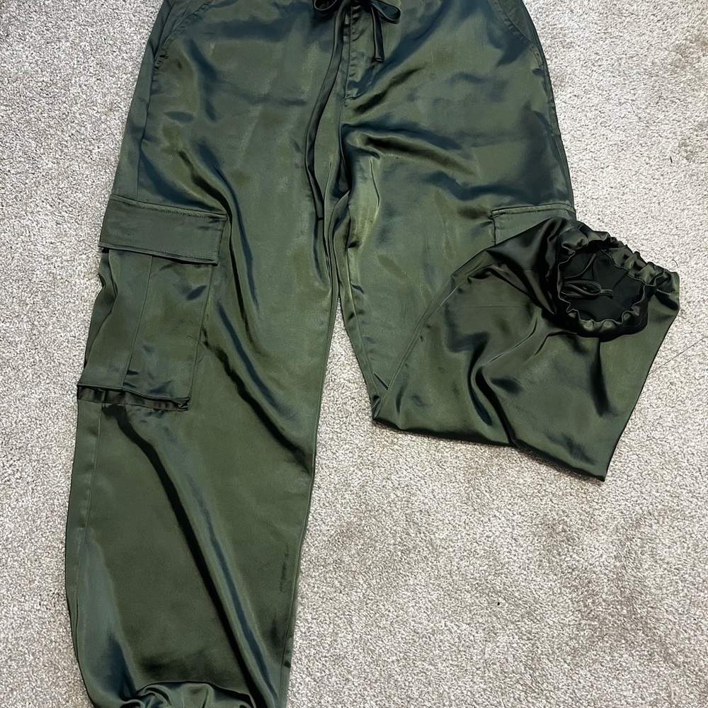 Sanctuary Olive Satin Joggers